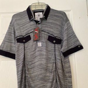 Styled Italy Polo  mens T Shirt Black Striped  .Short Sleeve